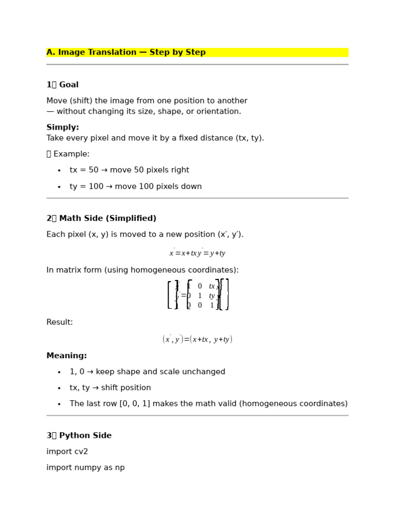 Image Translation Using OpenCV Guide | PDF | Geometry