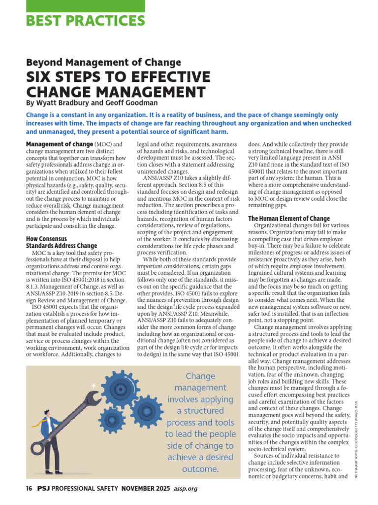 Six Steps for Effective Change Management | PDF | Change Management ...