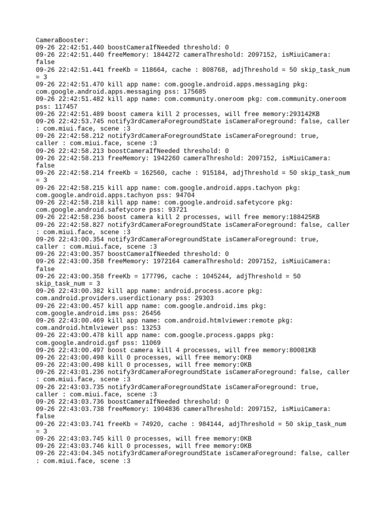 Camera Memory Management Logs | PDF | Smartphone | Free Mobile Software