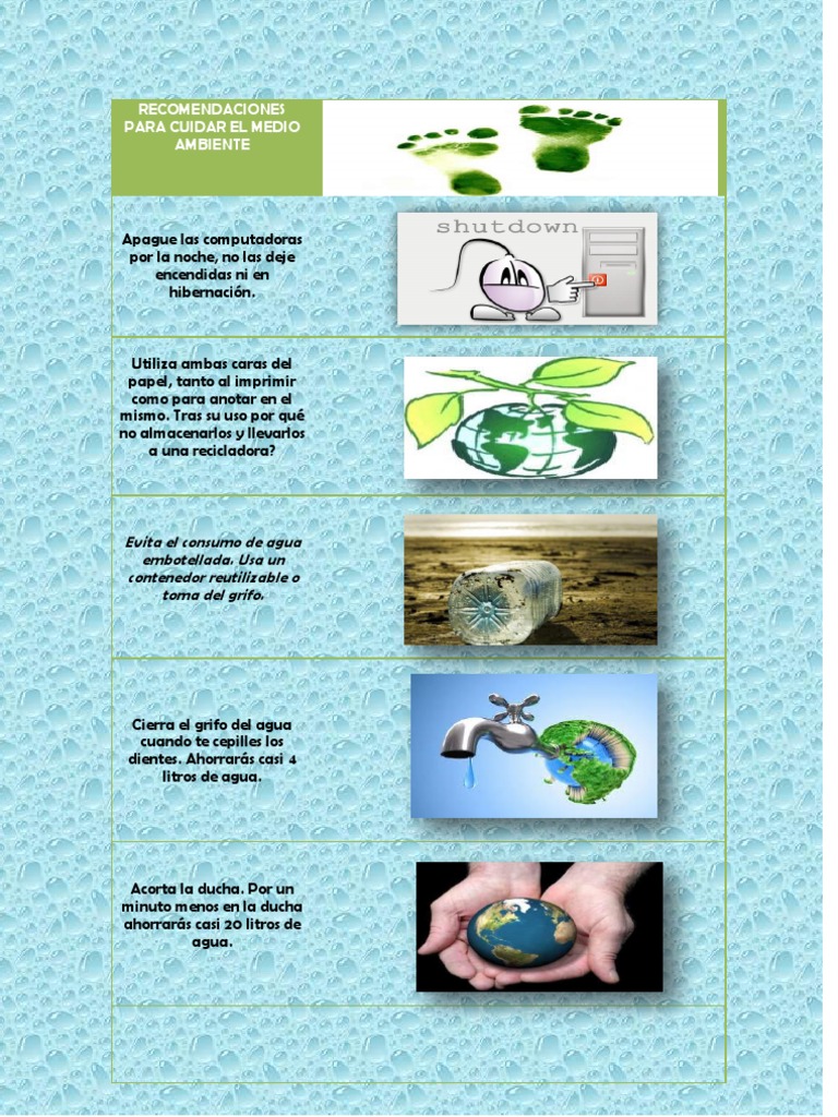 Recomendaciones para Cuidar el Medio Ambiente | PDF | Cocina, comidas y ...