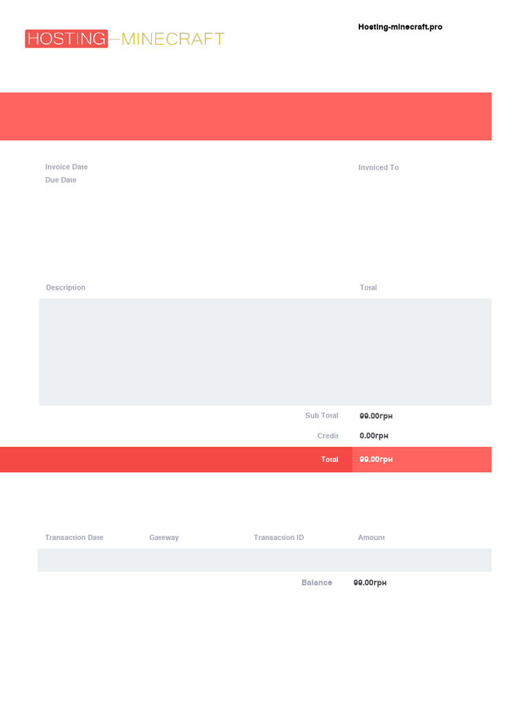 Unpaid Invoice for Minecraft Hosting | PDF
