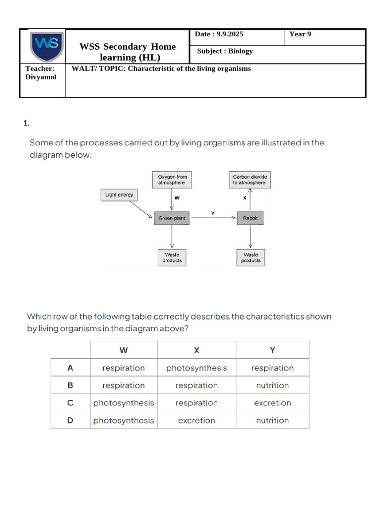 Year 9 Biology: Living Organisms | PDF