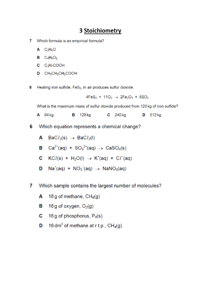 3 Stoichiometry | PDF