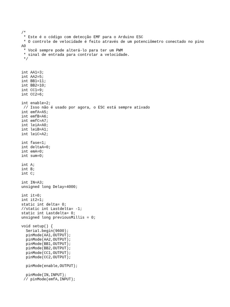 Controle de ESC Arduino com EMF | PDF | Engenharia da Computação ...