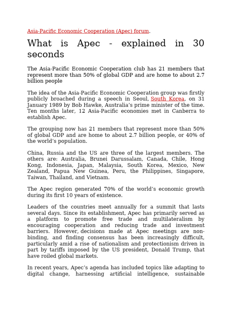 APEC Overview: Key Facts and Impact | PDF