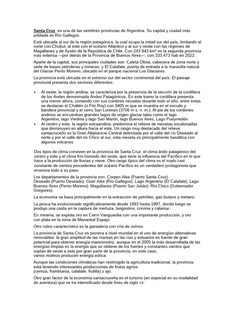 Relieve y economía de Santa Cruz | PDF | Geografía Física | Ciencias de ...