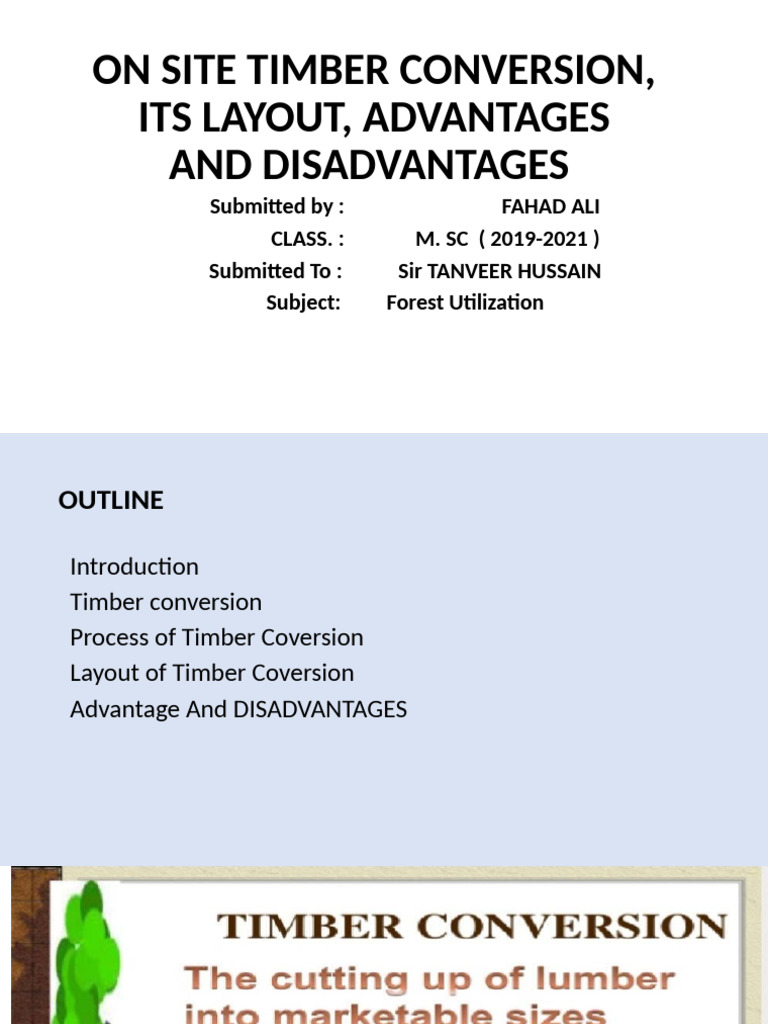 On Site Timber Conversion, Its Layout, Advantages and Disadvantages | PDF