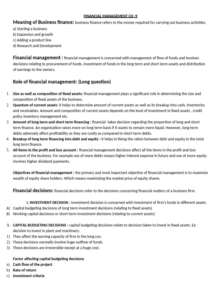 Business Finance and Financial Management | PDF | Capital Budgeting ...