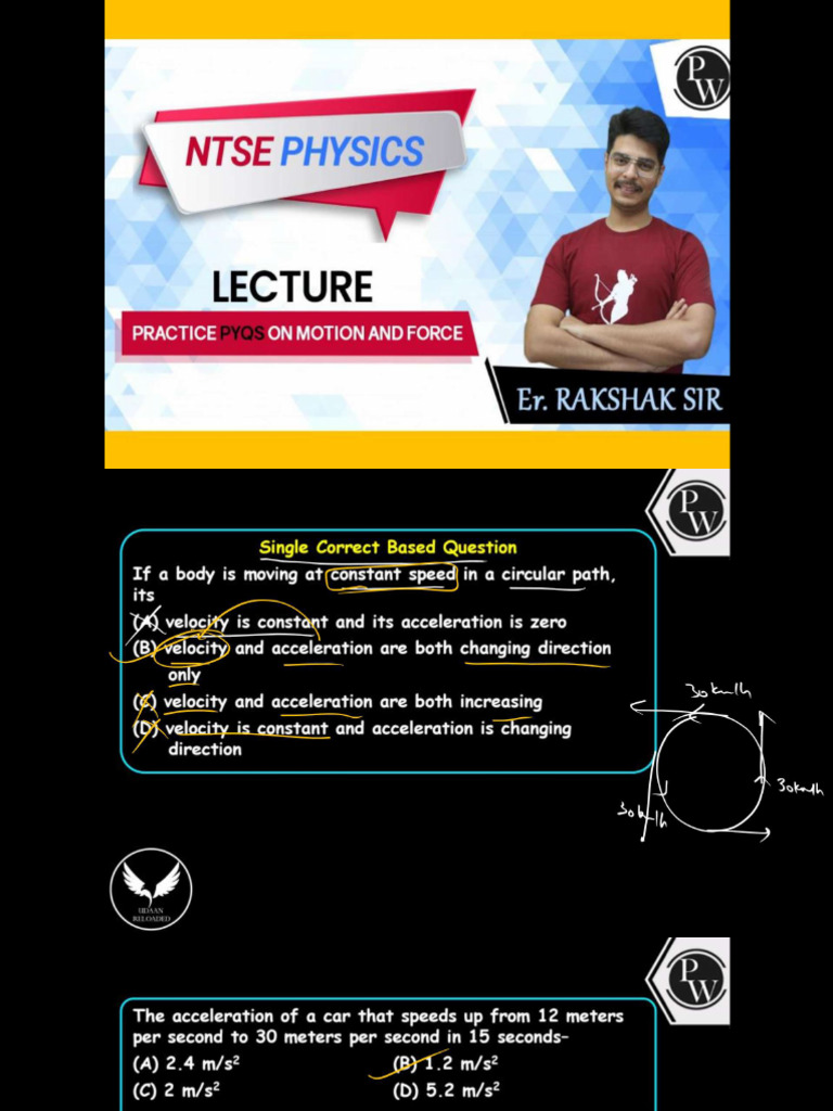 NTSE - Physics 02 - PYQs of Motion | PDF