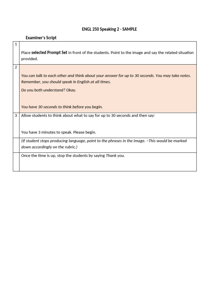 Speaking 2 Sample Prompts | PDF