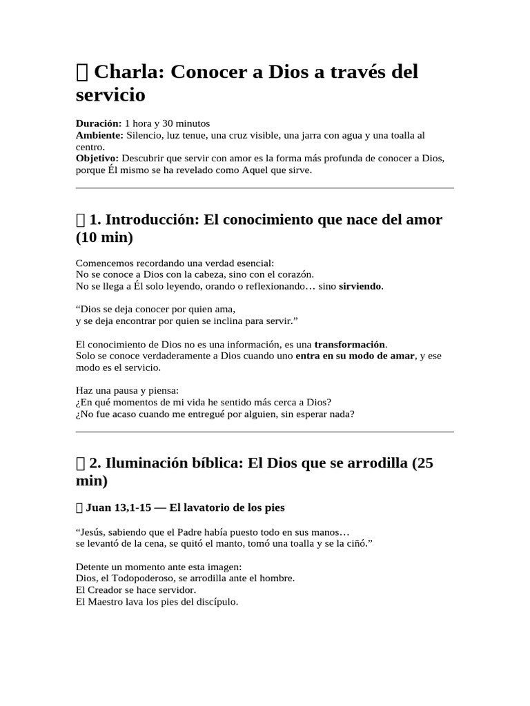 Conocer A Dios A Traves Del Servicio | PDF | Oración | Amor