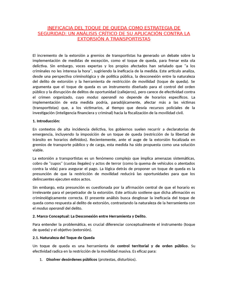 Noticias - Ineficacia Del Toque de Queda (30.10.25) | PDF | Extorsión ...