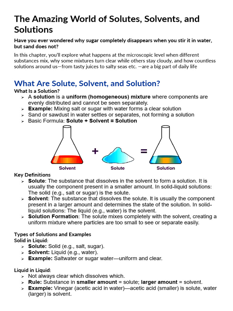 Understanding Solutes, Solvents, and Solutions | PDF | Litre | Density