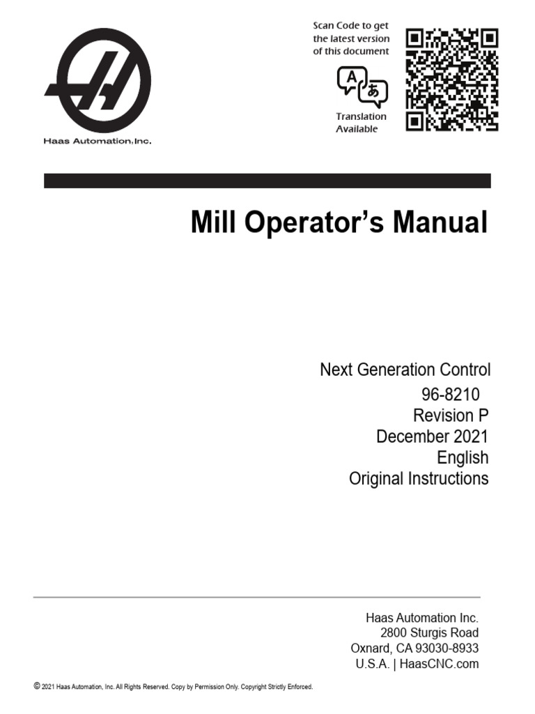 Haas Mill Operator Manual & Warranty Guide | PDF | Damages ...