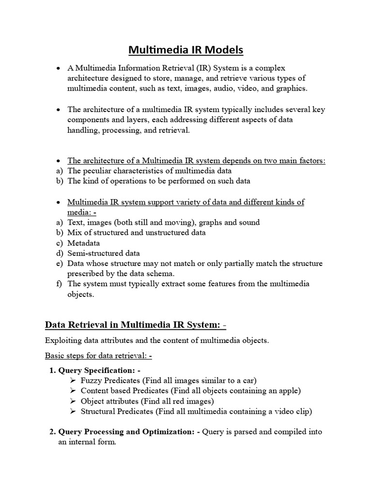 Multimedia Information Retrieval Systems | PDF | Databases ...