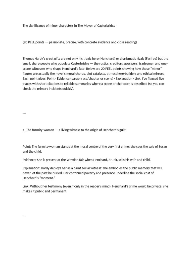 Minor Characters' Impact in Casterbridge | PDF