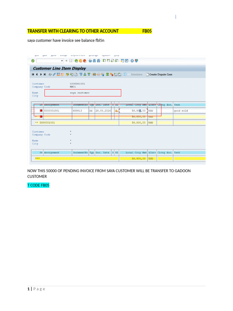 Transfer With Clearing Fb05 | PDF