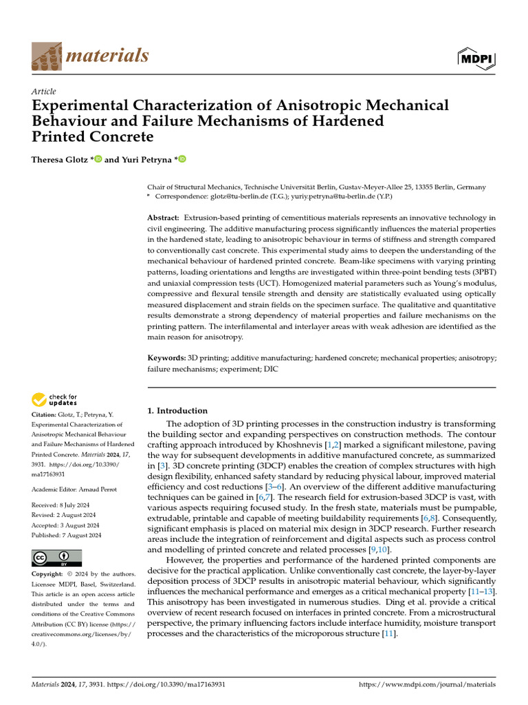 Anisotropic Behavior of 3D Printed Concrete | PDF | Fracture | Strength ...