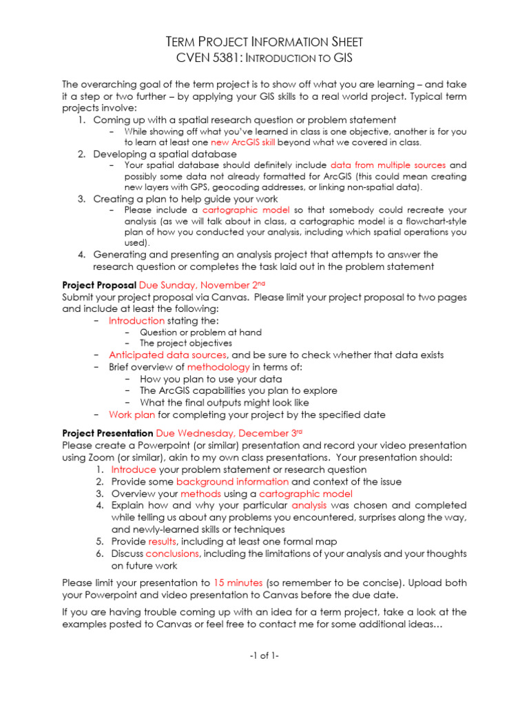 GIS Term Project Guidelines and Requirements | PDF | Geographic ...
