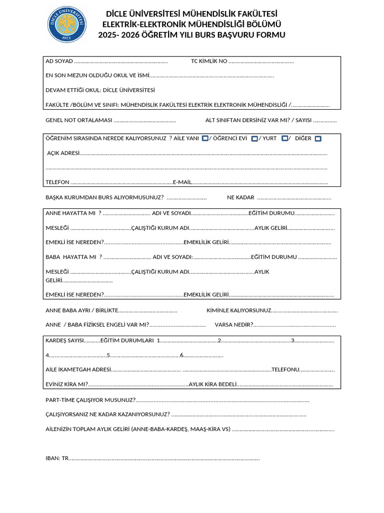 Burs Başvuru Formu | PDF