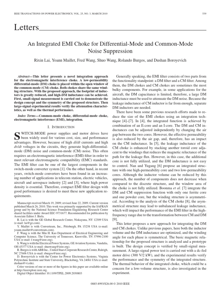 Integrated EMI Choke Design for Noise Suppression | PDF | Inductance ...