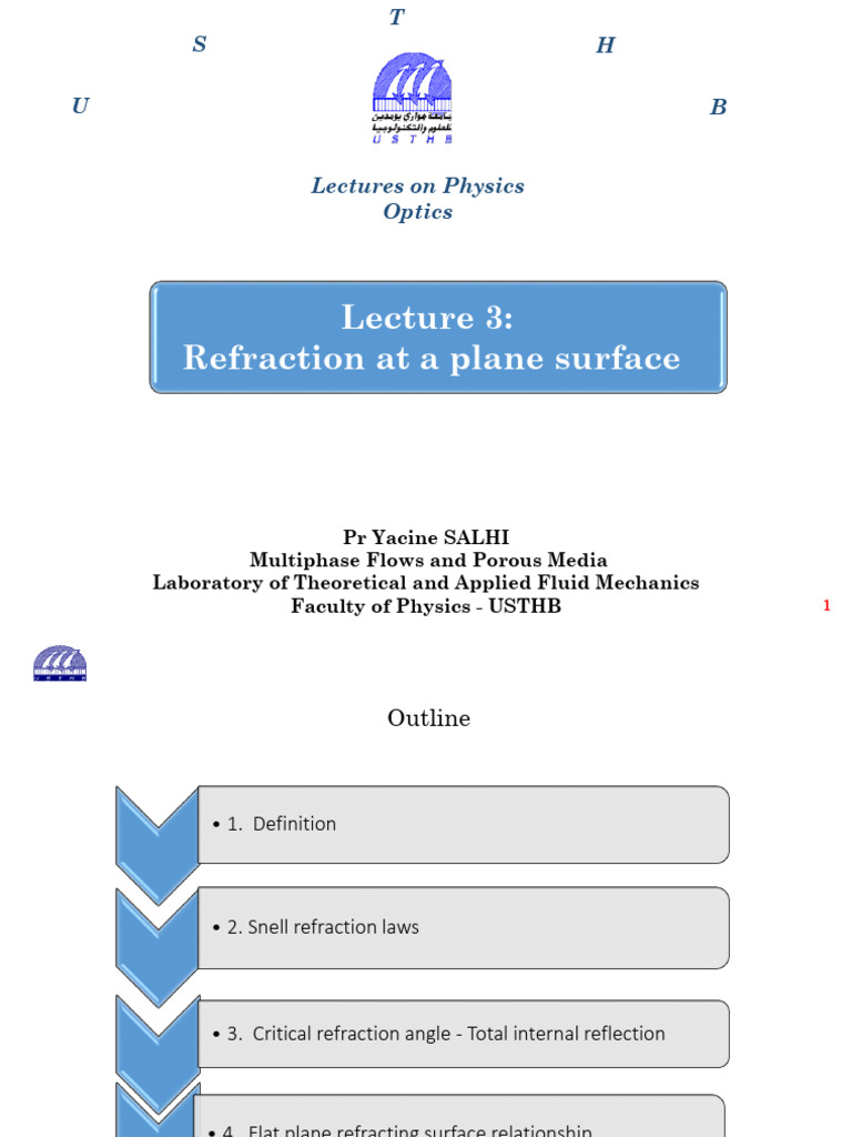 Lecture 3 - Refraction at A Plane Surface | PDF | Refraction | Physical ...