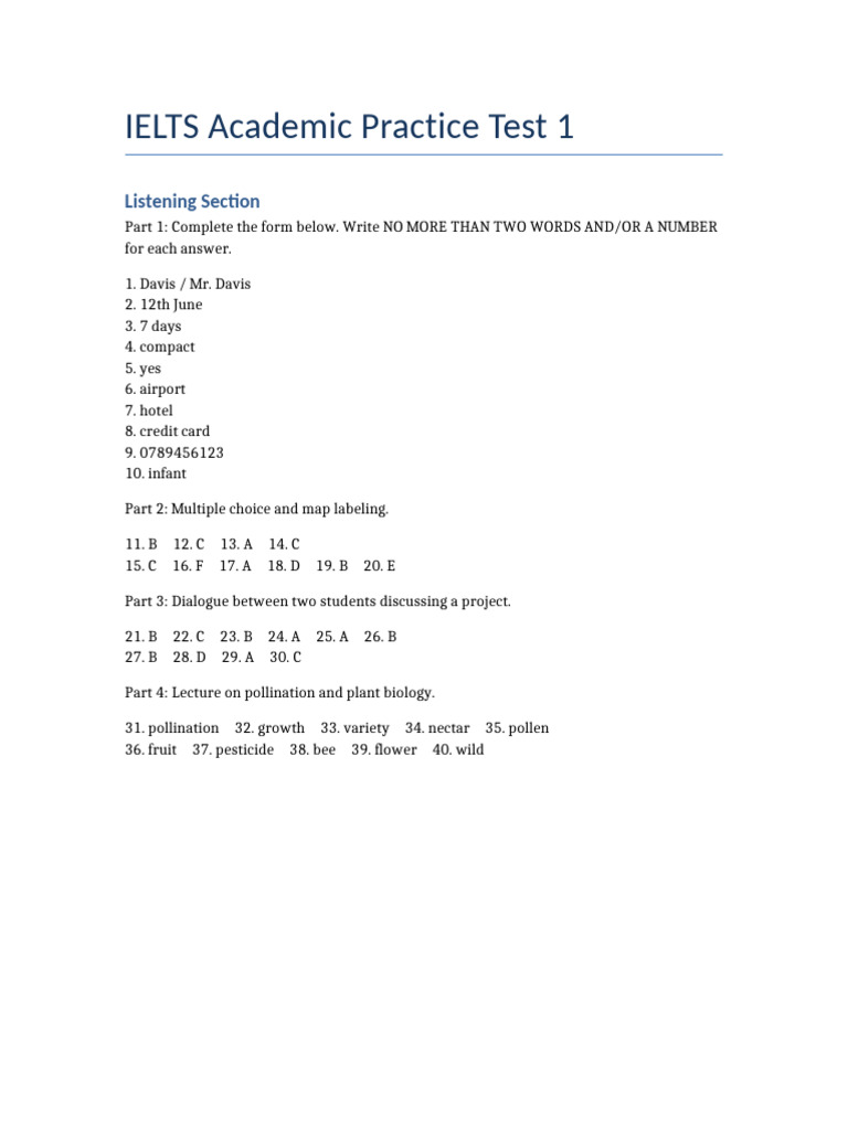IELTS Test 1 Full Sample | PDF