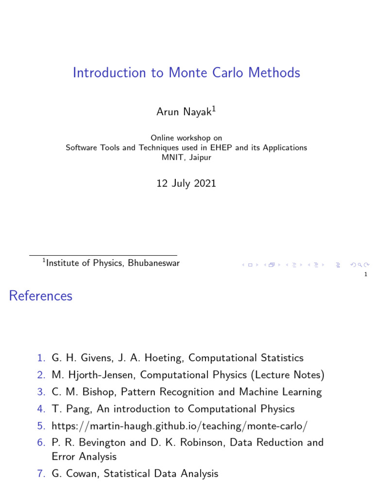 Introduction To Monte Carlo Methods | PDF | Markov Chain | Monte Carlo ...