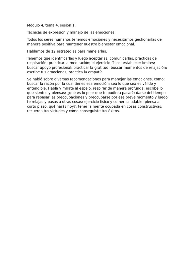 Módulo 4, Tema 4, Emociones y Técnicas | PDF