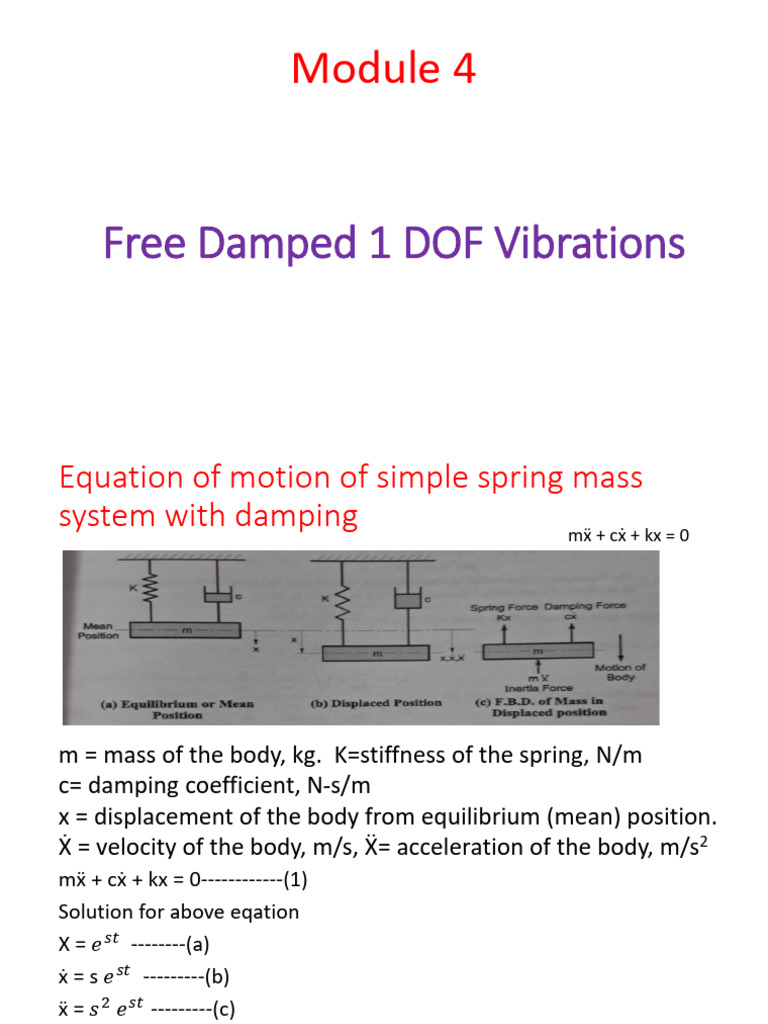 Damped Vibrations in Spring-Mass Systems | PDF | Damping | Applied And ...