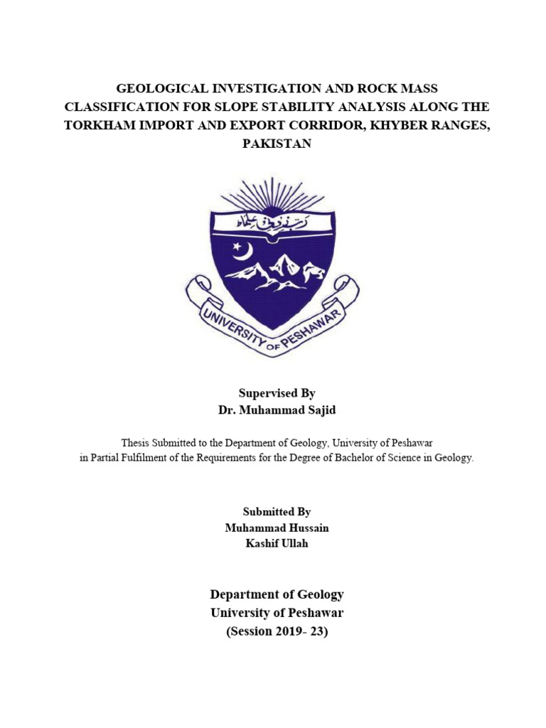 Geological Investigation and Rock Mass Classification For Slope ...