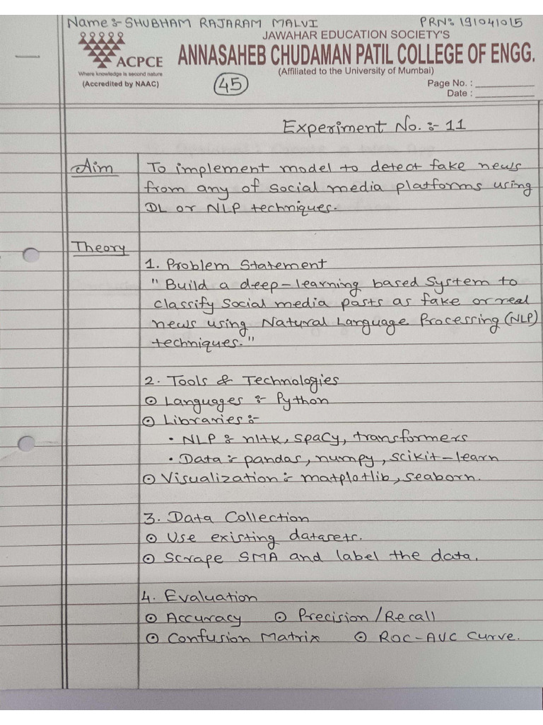 Experiment No 11 | PDF