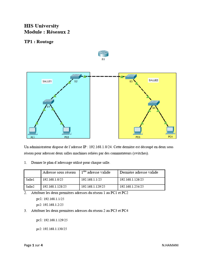 Routage et sous-réseaux IP en TP1 | PDF | Adresse IP | Routeur