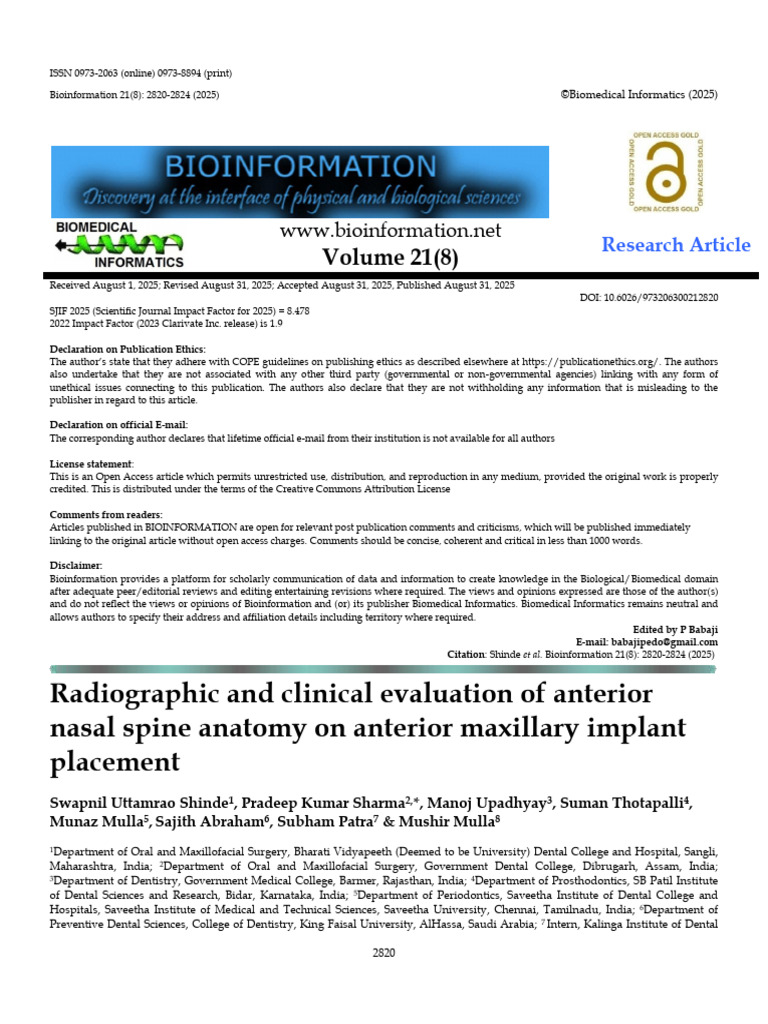 Radiographic and Clinical Evaluation of Anterior Nasal Spine Anatomy On ...