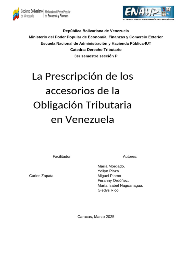 Prescripción de Obligaciones Tributarias en Venezuela | PDF | Estatuto ...