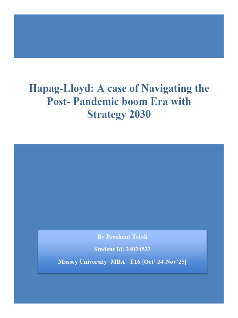 A3 115810 Hapag Lloyd Case Study Analysis Final 24024523 | PDF | Economies