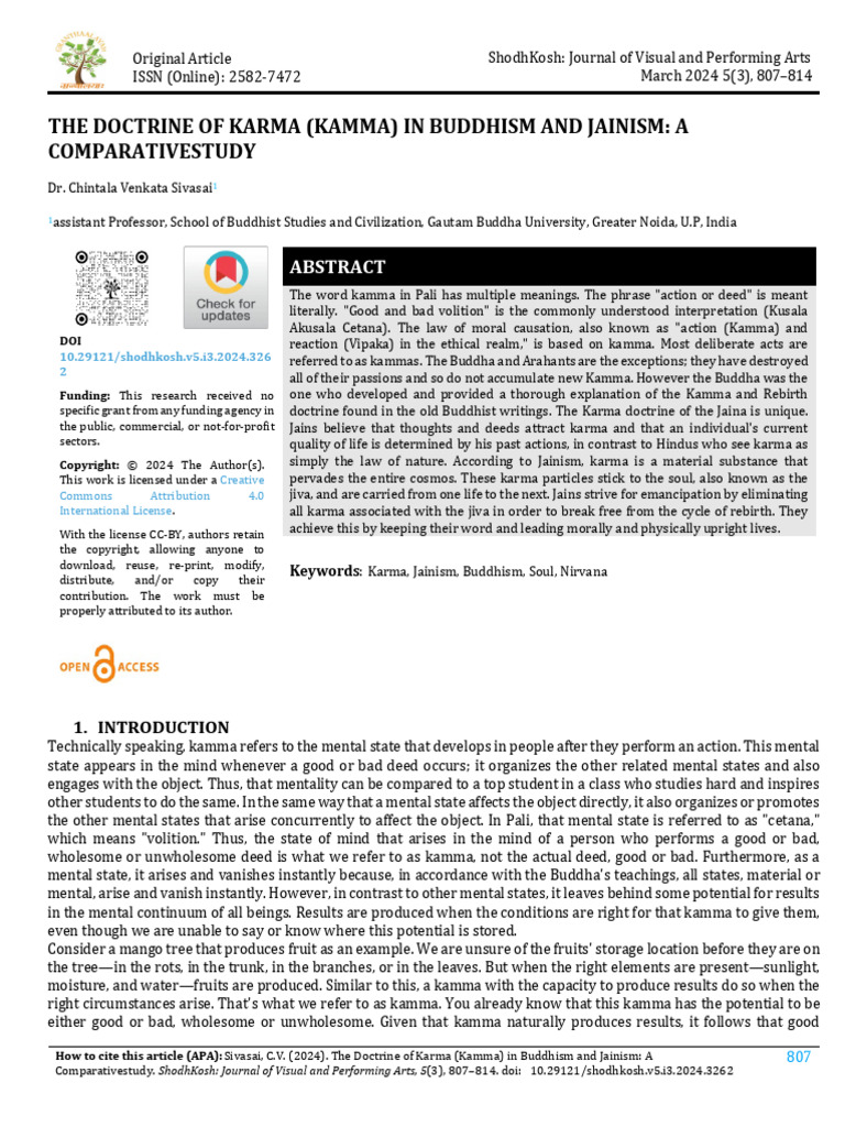 Karma in Buddhism and Jainism: A Comparison | PDF | Karma | Soul