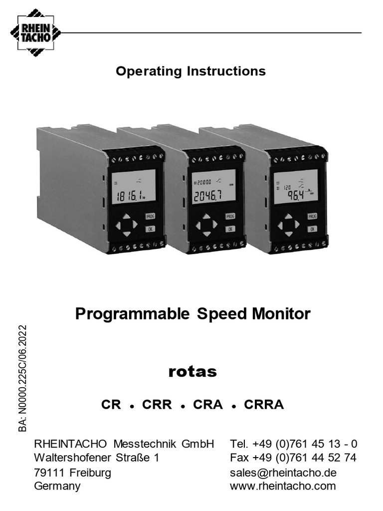 Operating Instructions for Speed Monitor | PDF | Relay | Power Supply
