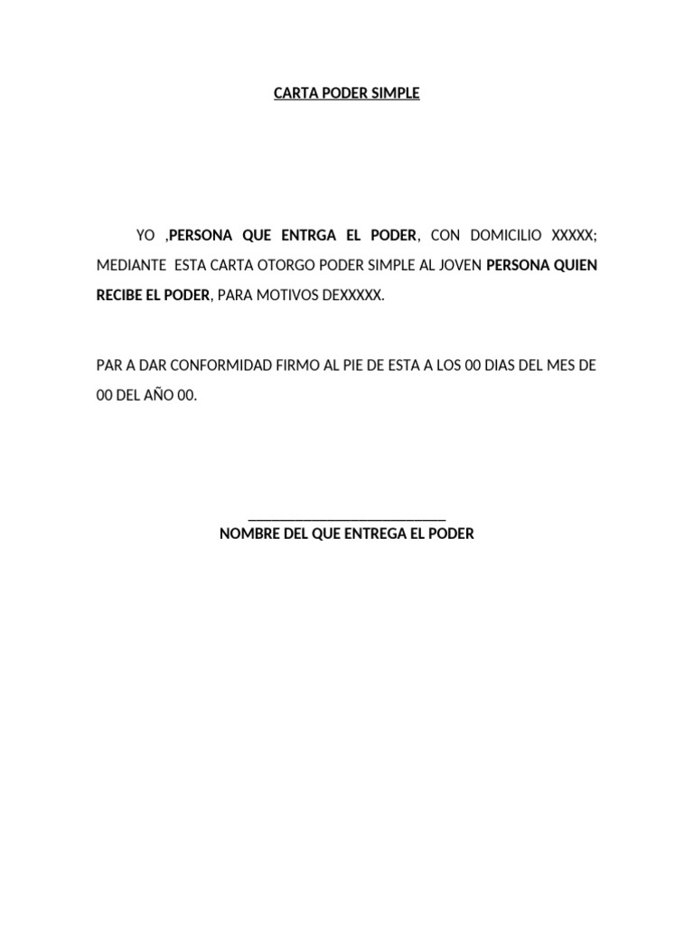 Carta Poder Simple para Autorización | PDF