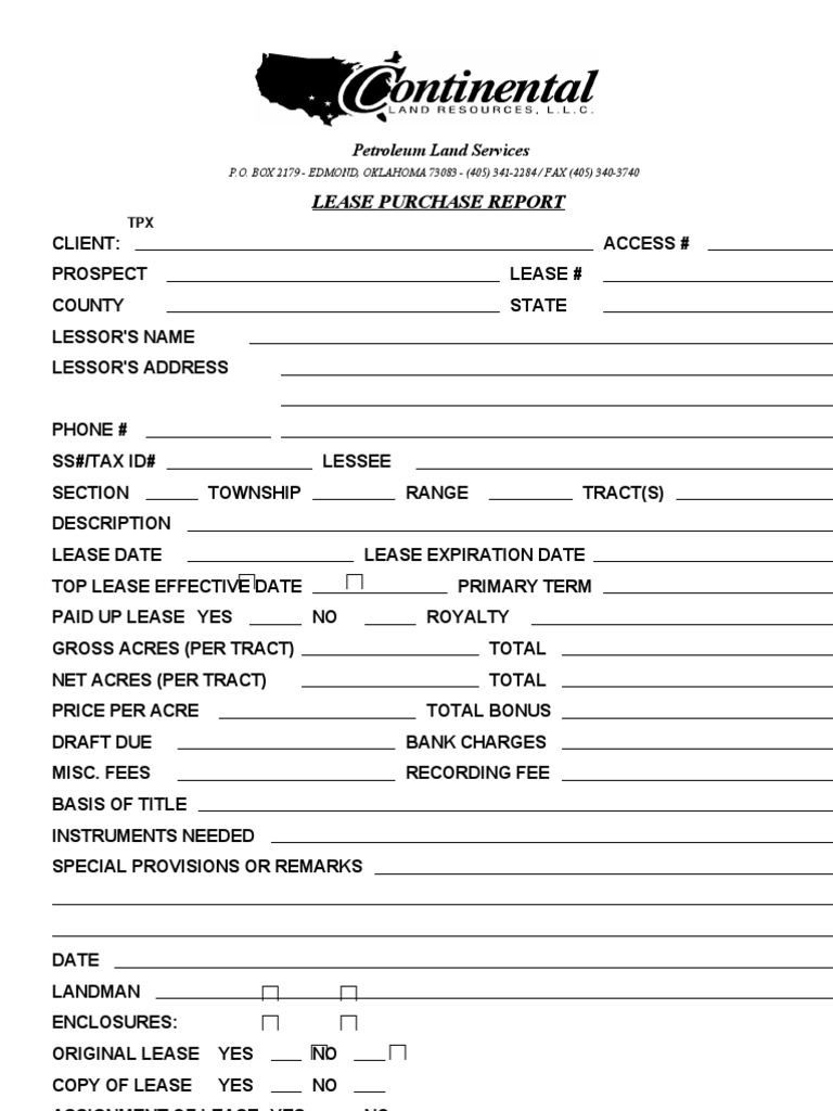 Lease Purchase Report Template | PDF