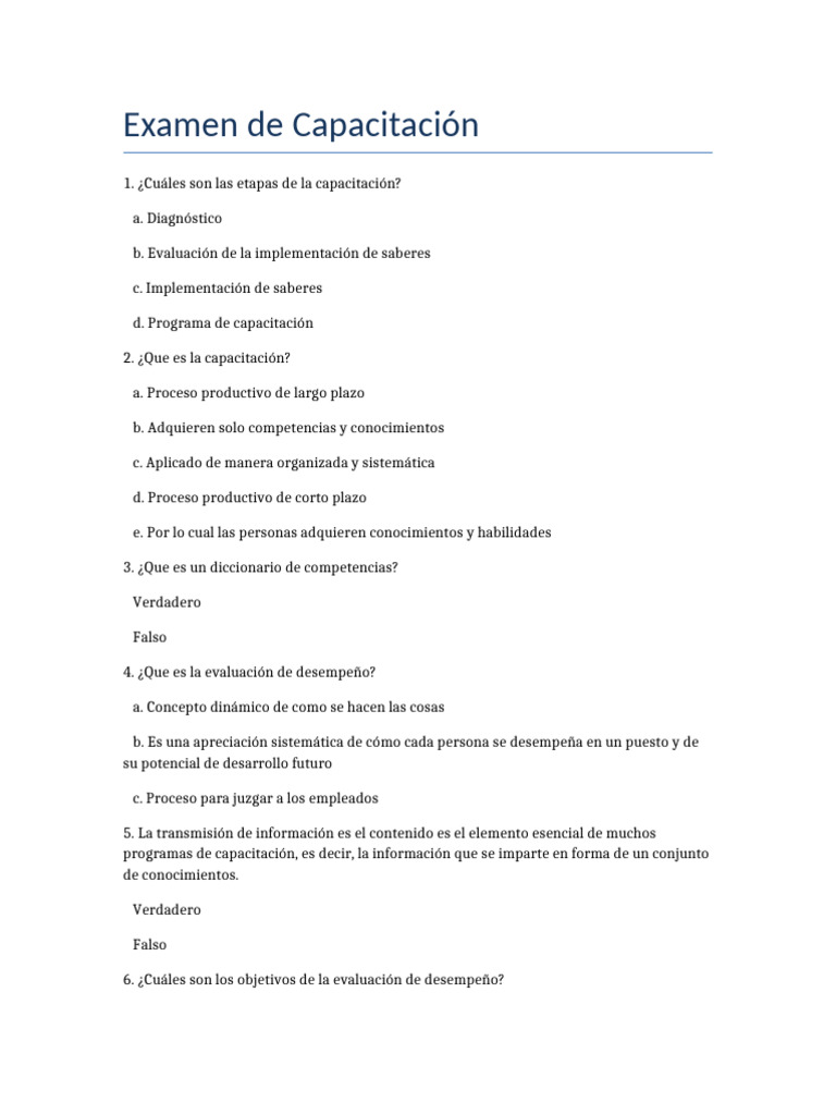Etapas y Evaluación de Capacitación | PDF