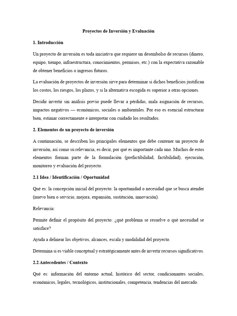 Elementos Clave en Proyectos de Inversión | PDF | Mercado (economía ...