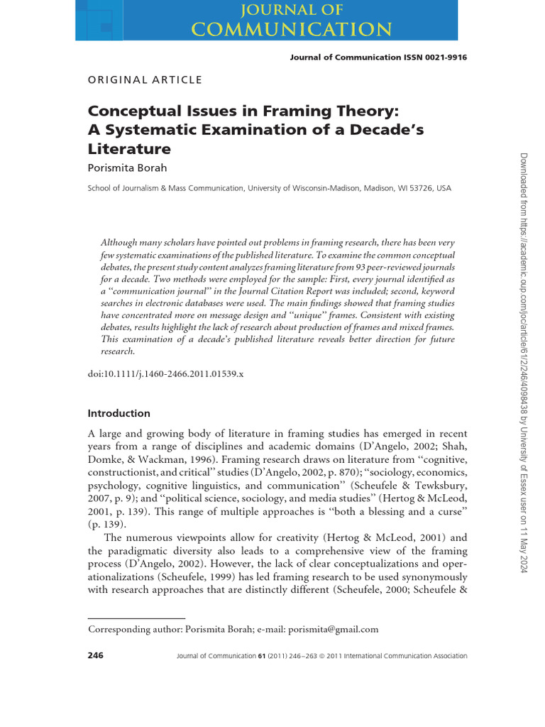 Framing Theory: A Decade Review | PDF | Framing (Social Sciences ...