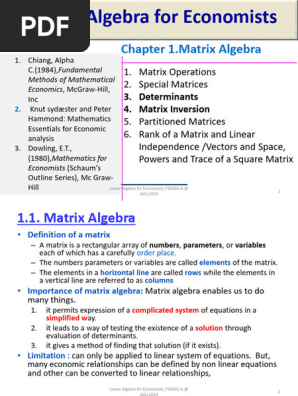 Matrix Algebra for Economists Guide | PDF | Matrix (Mathematics