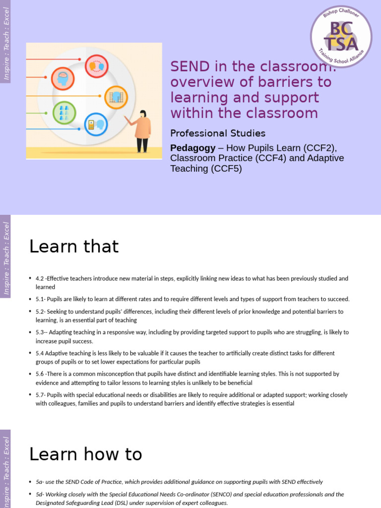 SEND Support Strategies in Classrooms | PDF | Teachers | Metacognition