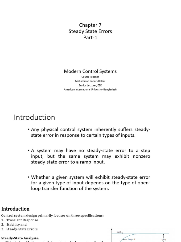 Understanding Steady-State Errors in Control Systems | PDF | Steady ...