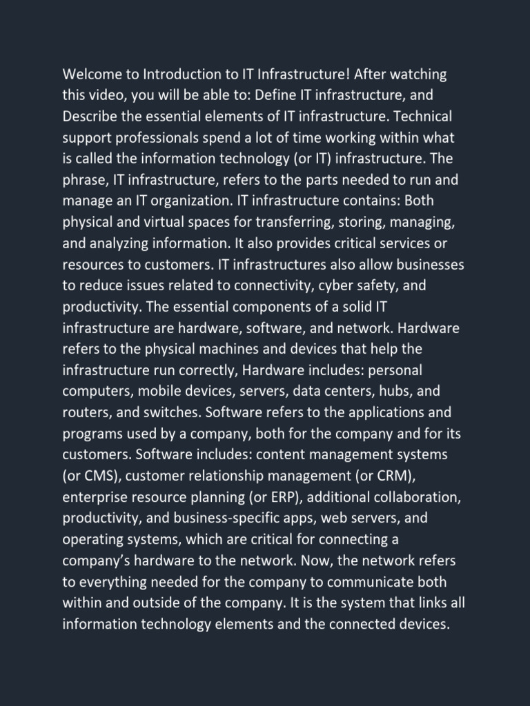 Understanding IT Infrastructure Basics | PDF | Cloud Computing ...
