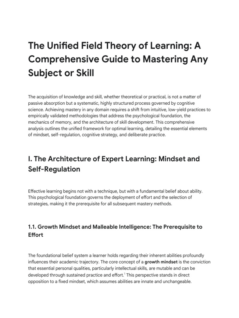 Mastering The Art of Learning | PDF | Learning | Recall (Memory)