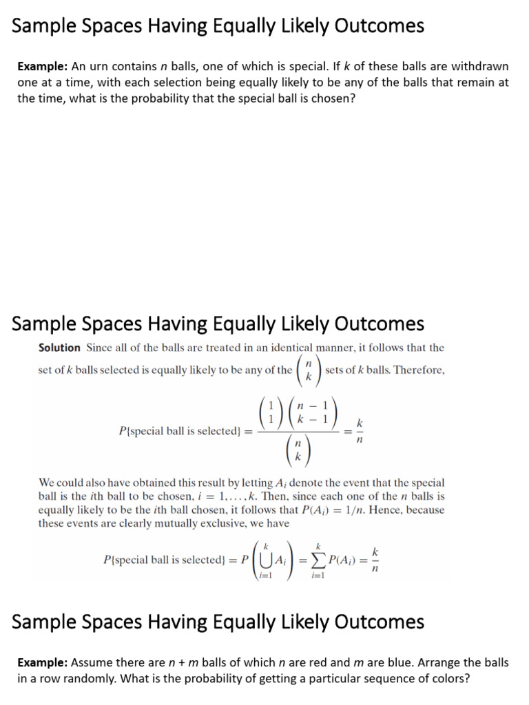 Equally Likely Outcomes in Probability | PDF | Probability | Sampling ...