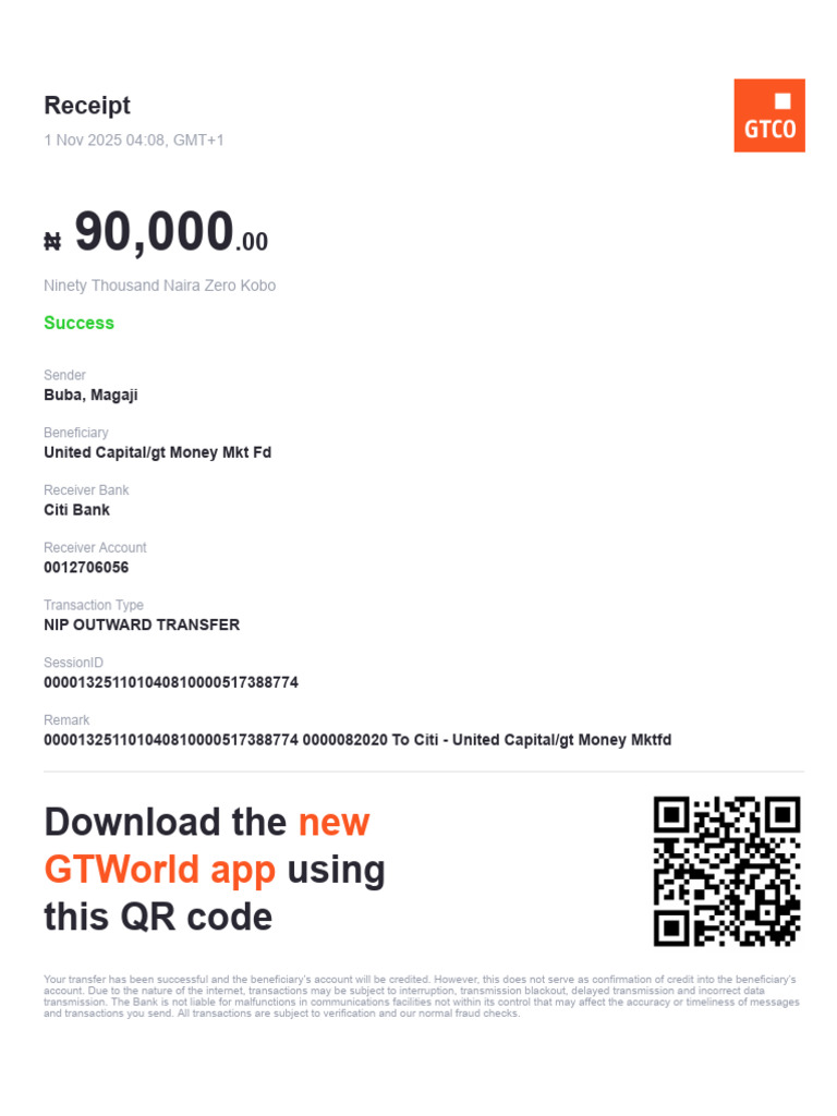 Successful NIP Transfer Receipt | PDF